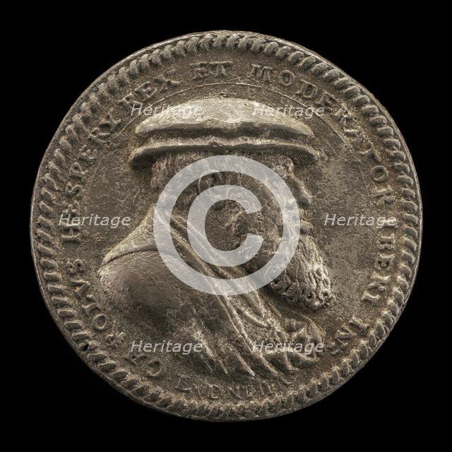 Charles V, 1500-1558, King of Spain 1516-1556, Holy Roman Emperor 1519 [obverse], 1542. Creator: Ludwig Neufahrer.