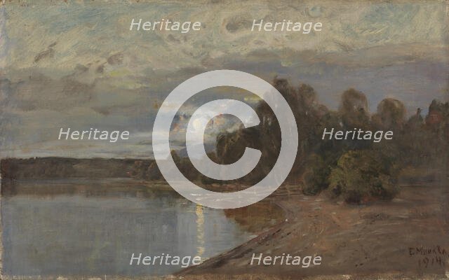 Landscape in Moonlight, 1914. Creator: Elias Muukka.