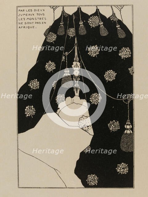 Self-Portrait in bed (Autoportrait au lit), 1894. Creator: Beardsley, Aubrey  .