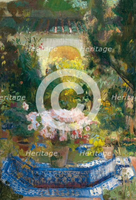 The Courtyard of the Sorolla House, 1917. Artist: Sorolla y Bastida, Joaquín (1863-1923)
