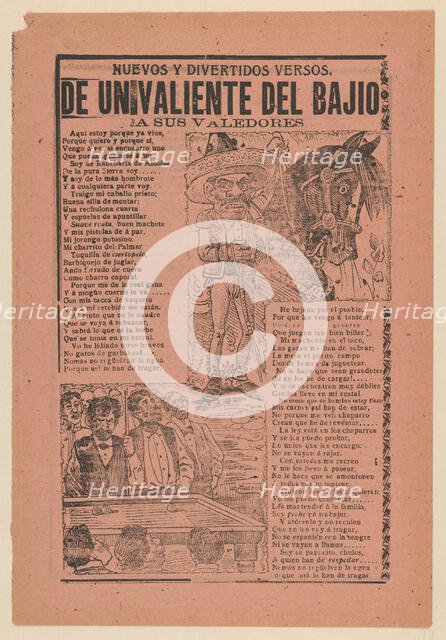 Broadsheet with a caricature of a horseman and his horse and a group of men playing billia..., 1902. Creator: José Guadalupe Posada.