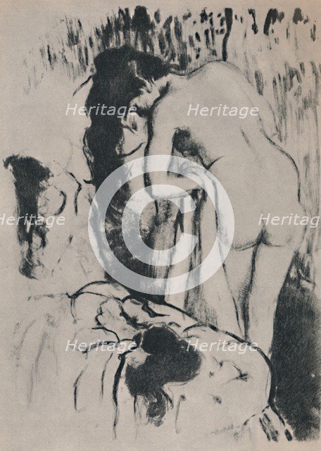 'Nude Woman Dressing', c. 1890, (1946).  Artist: Edgar Degas.