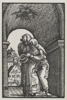 The Fall and Redemption of Man: The Embrace of Joachim and Anne at the Golden Gate, c. 1513. Creator: Albrecht Altdorfer (German, c. 1480-1538).