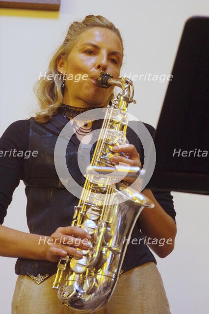 Aleksandra Topczewska, Gary Crosby Sextet, National Jazz Archive, Loughton, Essex, Oct 2023. Creator: Brian O'Connor.
