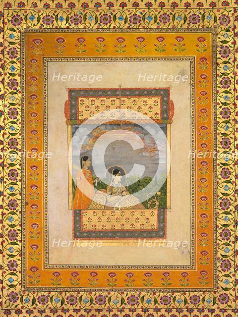 Princess and attendant in trompe l’oeil window, c. 1765. Creator: Aqil Khan (Indian, active mid-1700s).