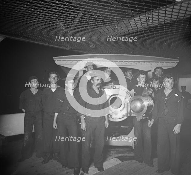 U.S.S. New York, breech of 8 inch gun and crew, (1899?). Creator: Unknown.