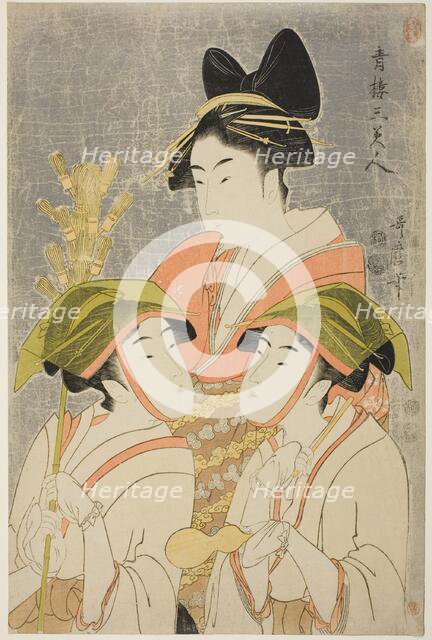 Three Beauties of Yoshiwara (Seiro san bijin), Japan, 1793. Creator: Kitagawa Utamaro.