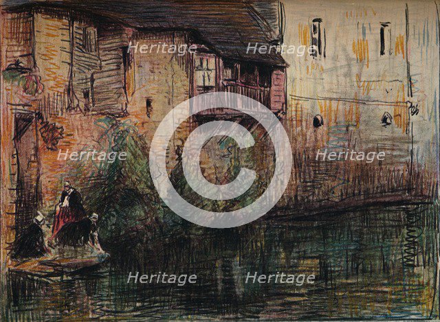 'Canal Scene, Quimperle', c1907.  Artist: William Henry Charlton.