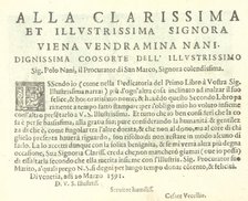Corona delle Nobili et Virtuose Donne: Libro I-IV, page 30 (recto), 1601. Creator: Unknown.