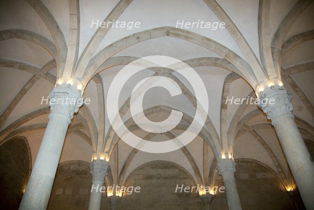 Gothic style ceiling of the refectory, Monastery of Alcobaca, Alcobaca, Portugal, 2009. Artist: Samuel Magal