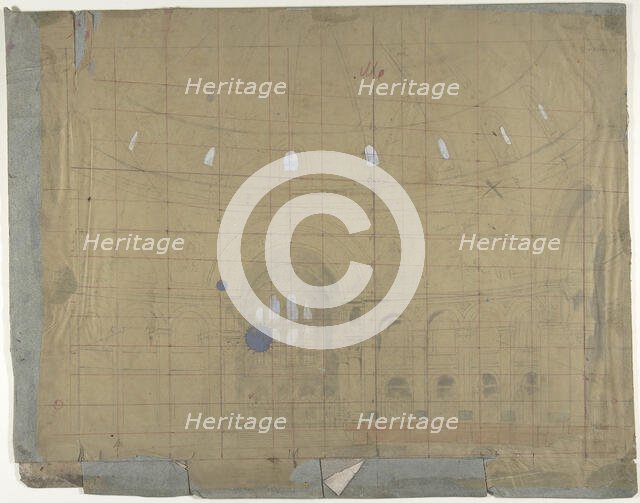 Design for a Stage Set at the Opéra, Paris: Church Interior, 1830-90. Creator: Eugene Ciceri.