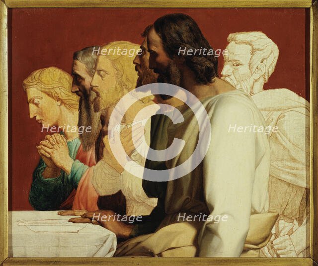Sketch for the church of Notre-Dame-de-Lorette: Apostles at the Last Supper (facing left), c.1836. Creator: Alphonse-Henri Perin.