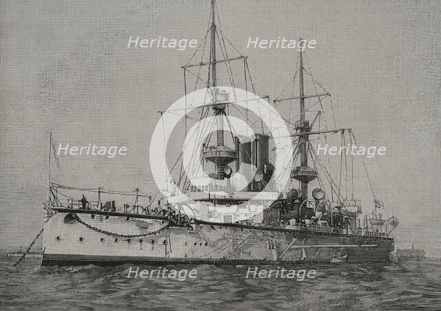 HMS Centurion (1892), Centurion-class battleship, Royal Navy, 1898. Creator: Sampietro.
