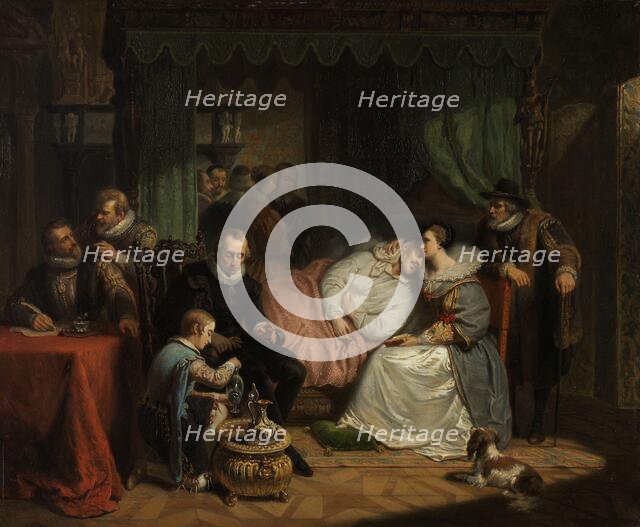 Prince William I nursed by his Wife Charlotte de Bourbon after the Abortive Attempt on his Life by J Creator: Nicolaas Pieneman.