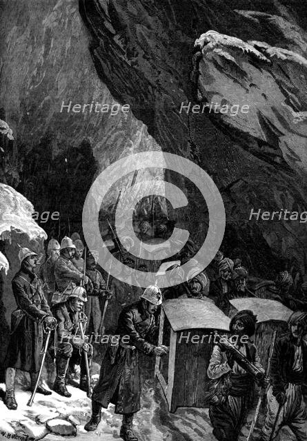 Sketches in Afghanistan: hospital dhoolies in the Jugdulluk Pass, 1880. Creator: Unknown.