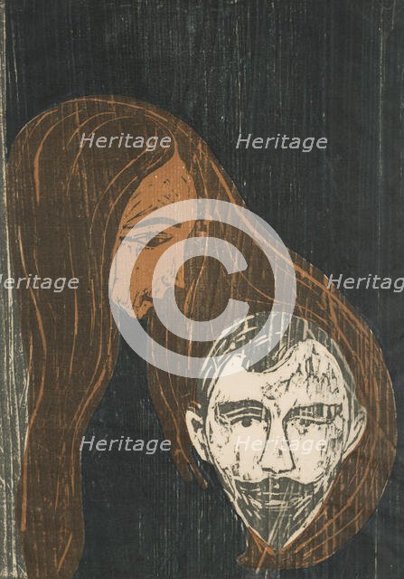 Man's Head In Woman's Hair, 1896. Creator: Edvard Munch.
