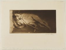 Reclining Cat Stretched Out from Left to Right, 1128. Creator: Theophile Alexandre Steinlen.