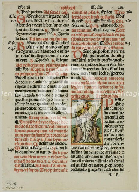 A Bishop from Breuiarium iuxta ritu predicatorum, plate 83 from Woodcuts from Books...1937. Creators: Unknown, Max Geisberg.