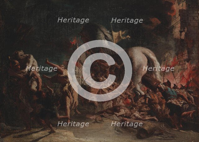 The Greeks Sacking Troy, 1773-1775. Creator: Giovanni Domenico Tiepolo.
