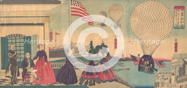 American Balloon Ascension (Amerikakoku), 6th month, 1867. Creator: Utagawa Yoshitora.