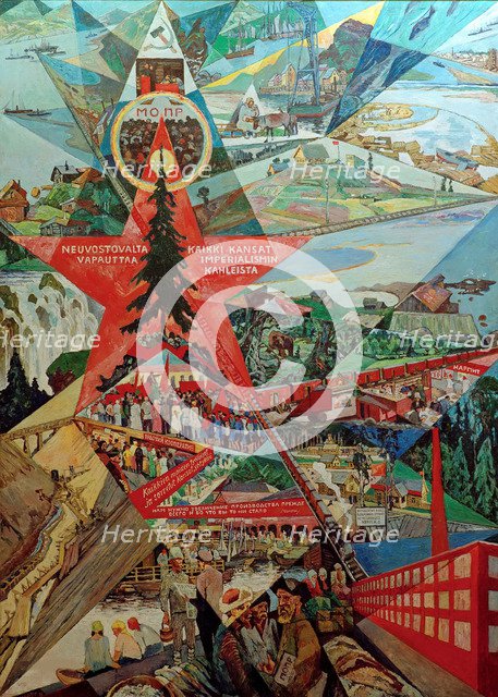 Karelia and Murmansk (agitation panel), 1926. Creator: Vogeler, Heinrich (1872-1942).