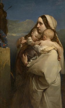 The Unfortunate Mother, 1843. Creator: Louis Gallait.