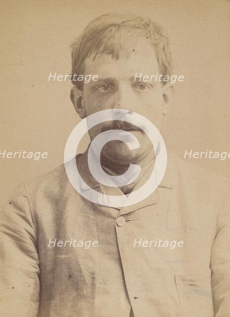 Mereaux. émile-Louis. 33 ans, né à Laon (Aisne). ébéniste. Anarchiste. 23/4/92., 1892. Creator: Alphonse Bertillon.