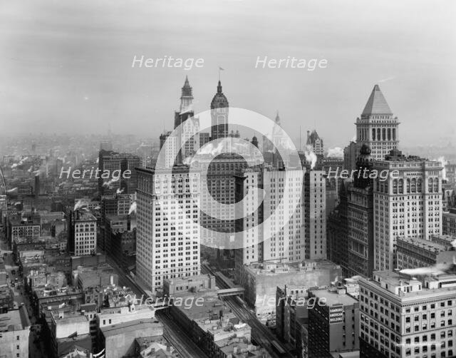 Big buildings of Lower Manhattan, New York, between 1900 and 1920. Creator: Unknown.