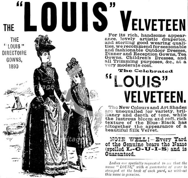 Advertisement for the Celebrated "Louis" Velveteen, 1890. Creator: Unknown.