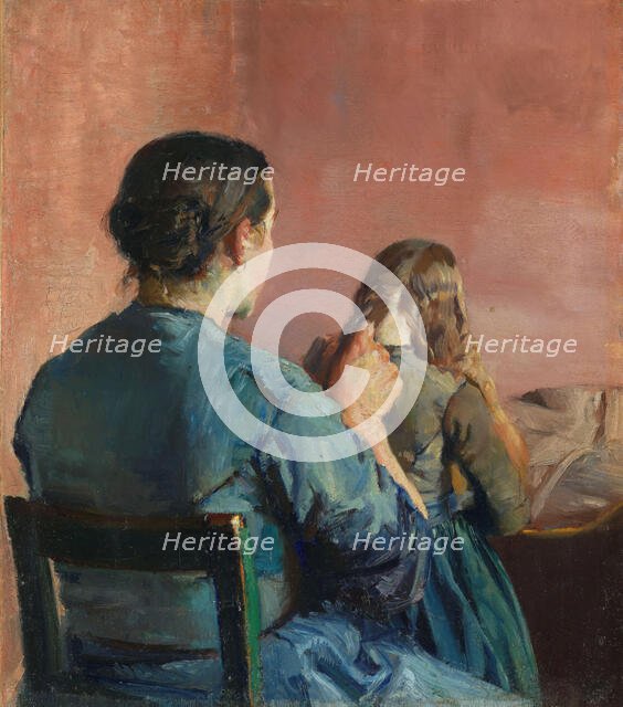 Braiding her Hair, probably 1888. Creator: Christian Krohg.