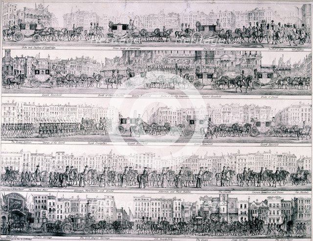 Queen Victoria's Progress through London, 1837. Artist: Joseph Robins