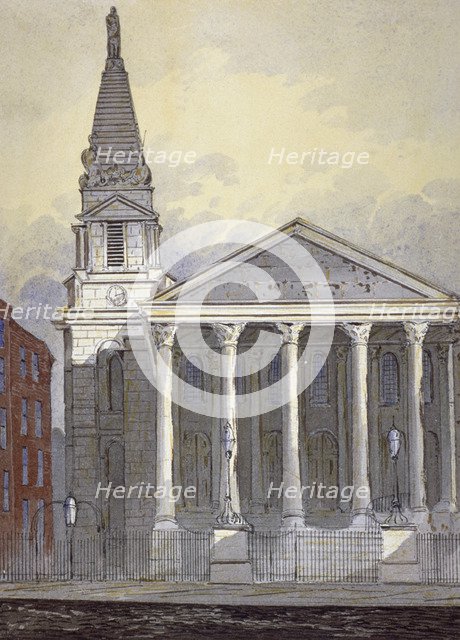 Church of St George, Hart Street, Bloomsbury, London, c1815. Artist: William Pearson