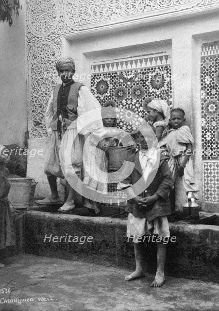 People at a well, Casablanca, Morocco, c1920s-c1930s(?). Artist: Unknown