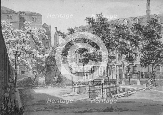 Churchyard, Fenchurch Street, City of London, 1820. Artist: Robert Blemmell Schnebbelie