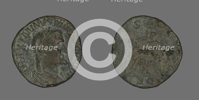 Sestertius (Coin) Portraying Emperor Maximinus, 235-236. Creator: Unknown.