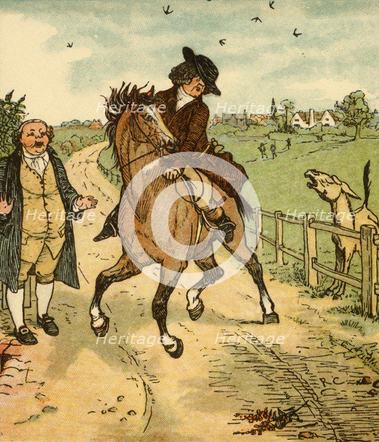 John Gilpin's horse is alarmed by a donkey, 1878, (c1918). Creator: Randolph Caldecott.
