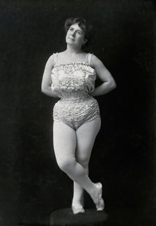 A Bulgarian female acrobat wearing a leotard and tights, between 1890 and 1910. Creator: Unknown.