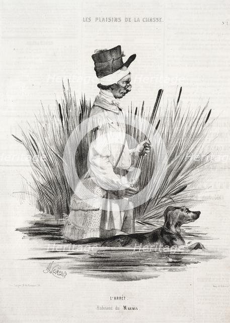 Les Plaisirs de la chasse: LArrêt, 1842. Creator: Alade Joseph Lorentz (French, 1813-after 1858).