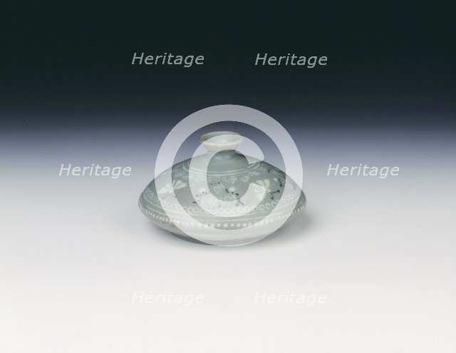 Celadon oil jar with inlaid design of moths and daisies, Koryo dynasty, Korea, late 12th century. Artist: Unknown