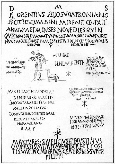 Inscriptions from the Catacombs, Rome, 1926. Artist: Unknown