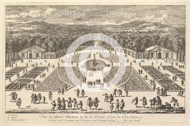 Veüe du Grand Parterre et de la Demie Lune de Richelieu, 17th century. Creator: Adam Perelle.