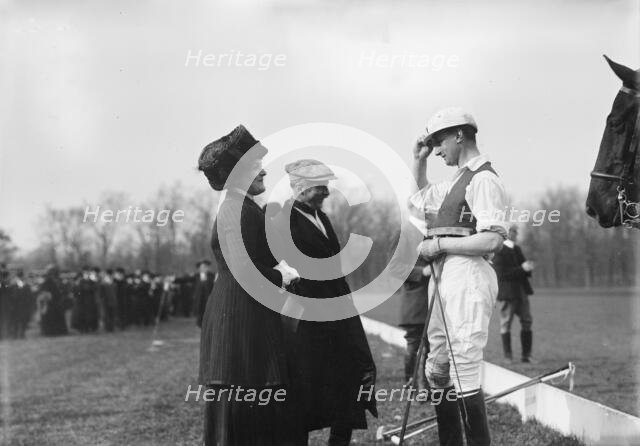 Mrs. Geo. Gould & Buckmaster on polo field, 1911. Creator: Bain News Service.