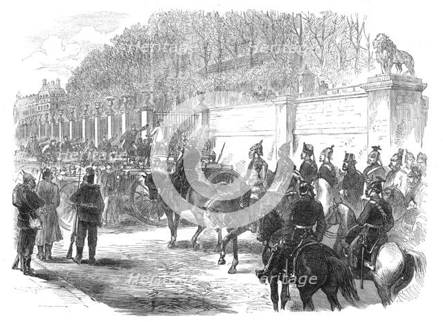 The Germans in Paris: General Blumenthal stopped at the entrance of the rue de Rivoli, 1871. Creator: Unknown.