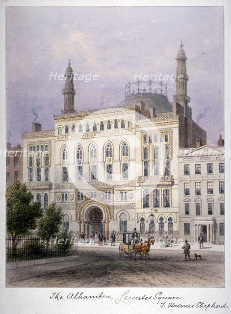 The Alhambra, Leicester Square, Westminster, London, c1858. Artist: Thomas Hosmer Shepherd