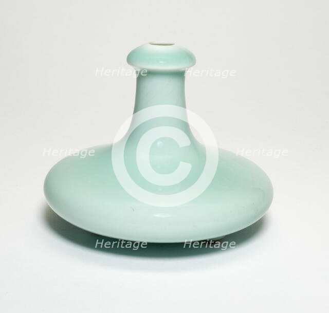 Vase with Flattened Body, Qing dynasty, Yongzheng reign mark  (1723-1735), 18th/19th century. Creator: Unknown.