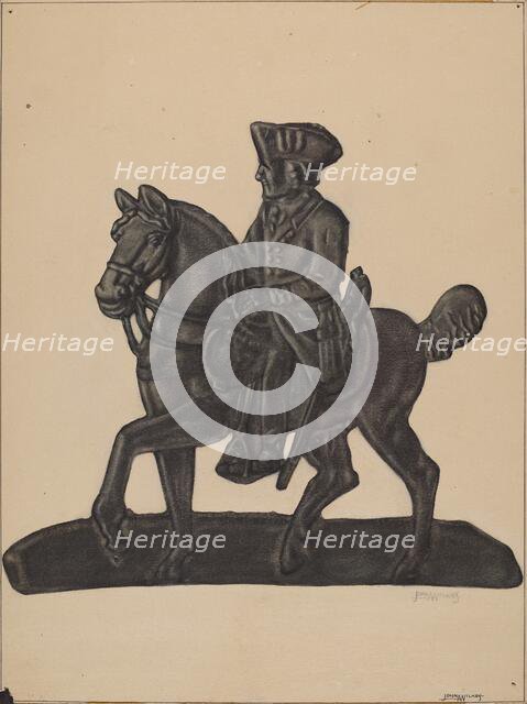 Iron Officer on Horse, c. 1937. Creator: John Wilkes.