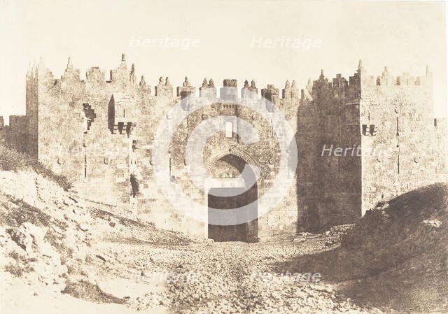 Jérusalem, Porte de Damas, Vue extérieure, 1854. Creator: Auguste Salzmann.