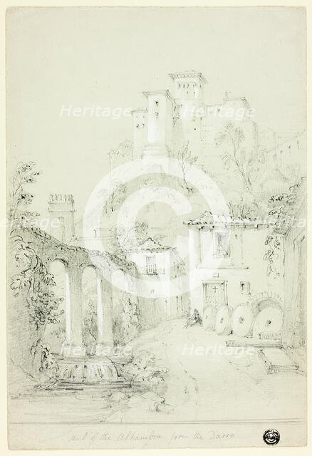 Part of the Alhambra from the Darro, n.d. Creator: Richard Ford.