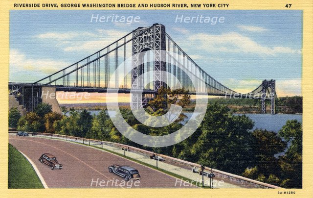 Riverside Drive and the George Washington Bridge, New York City, New York, USA, 1933. Artist: Unknown