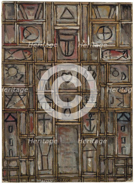 Constructive (Constructive with double lines in umber), 1932. Creator: Torres-García, Joaquín (1874-1949).